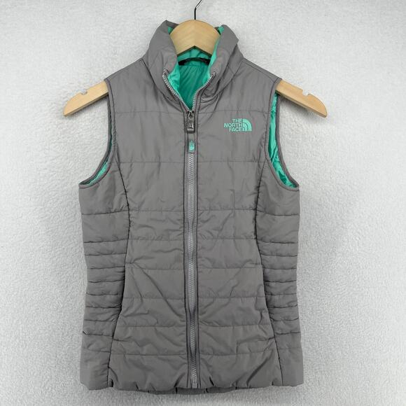 THE NORTH FACE Vest Youth M 10-12 Girls Harway Puffer Insulated Full Zip Gray